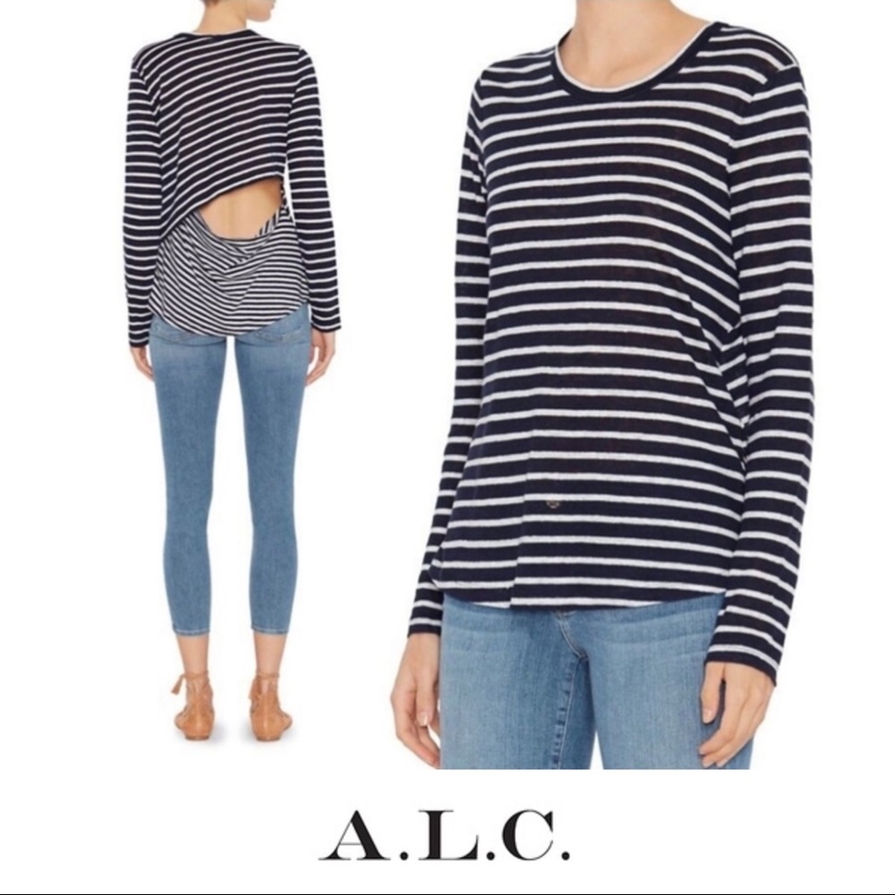 A.L.C. Exclusive Combo Navy Stripe Open Back Tee